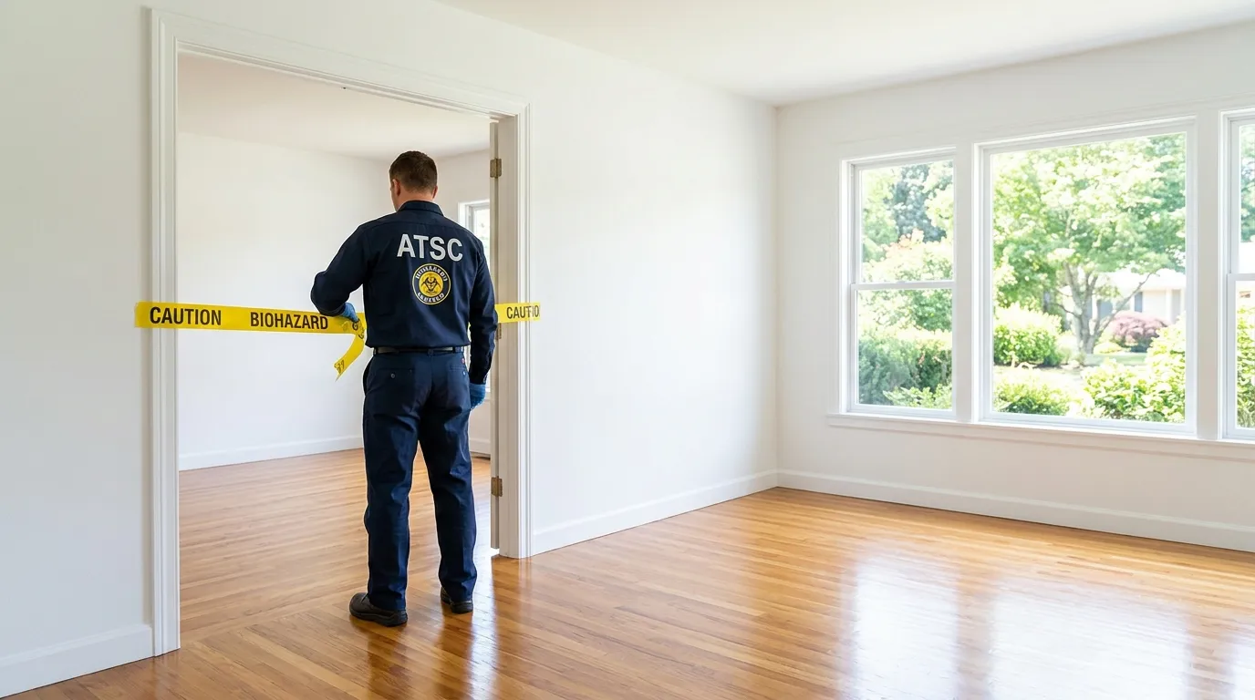 Certified biohazard cleanup crew performing Decomposition Cleanup in Norwell